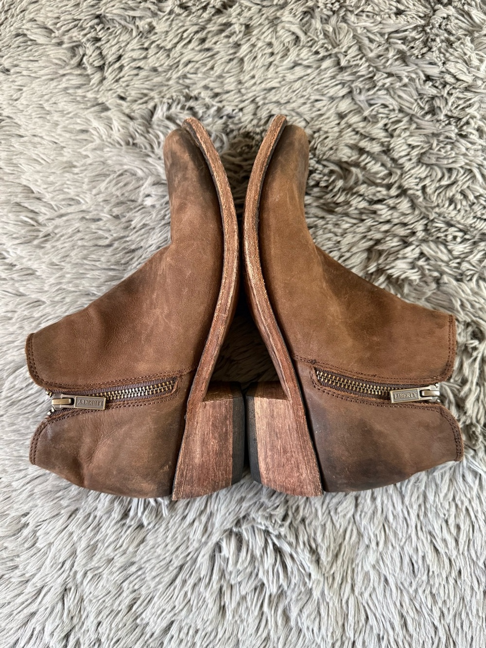 Liberty Leather Ankle Boots Womens 8.5 Brown Western Side Zip Made in Mexico